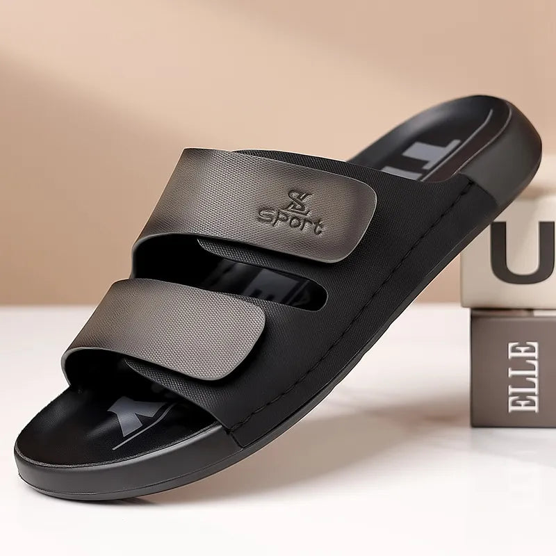 Outdoor Slipper für Herren ⎜ Rutschfeste, verstellbare Freizeitschuhe mit Farbdetails