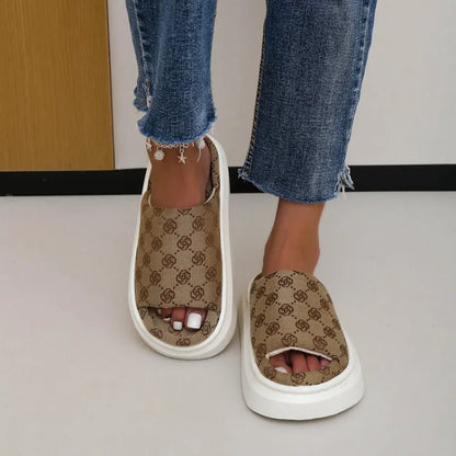Bequeme Damen Slipper ⎜ Atmungsaktive Schuhe mit Blumenmuster und Dickem, Rutschfestem Boden