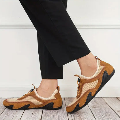 Herren Sportschuhe ⎜ Leichte Freizeit-Schuhe aus Leder mit atmungsaktivem Mesh für Komfort und Bewegung