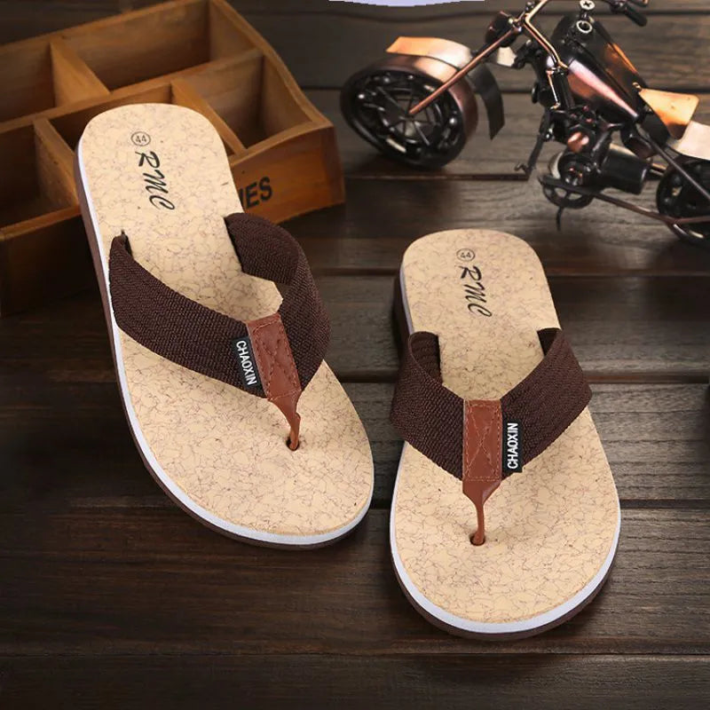 Herren Zehentrenner für den Sommer ⎜ Modische und rutschfeste Sandalen aus Kork für den Alltag