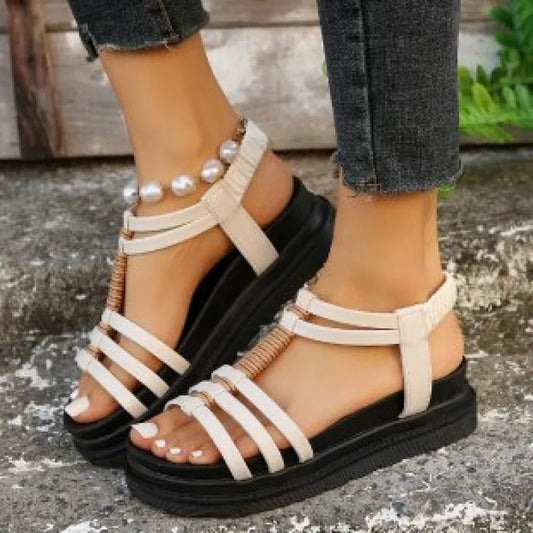 Keilsandaletten für Damen ⎜ Bequeme Plateauschuhe mit Keilabsatz und erhöhter Sohle für große Größen