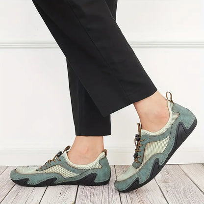 Herren Sportschuhe ⎜ Leichte Freizeit-Schuhe aus Leder mit atmungsaktivem Mesh für Komfort und Bewegung