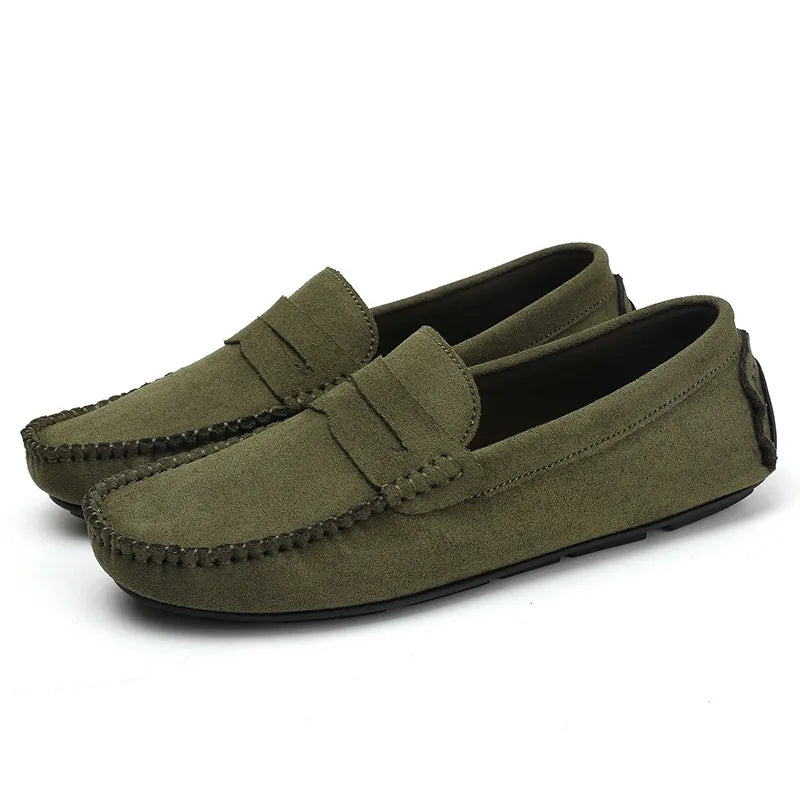 Handgenähte Herren Mokassins ⎜ Bequeme Schuhe aus Samt-Leder für Alltag und Freizeit