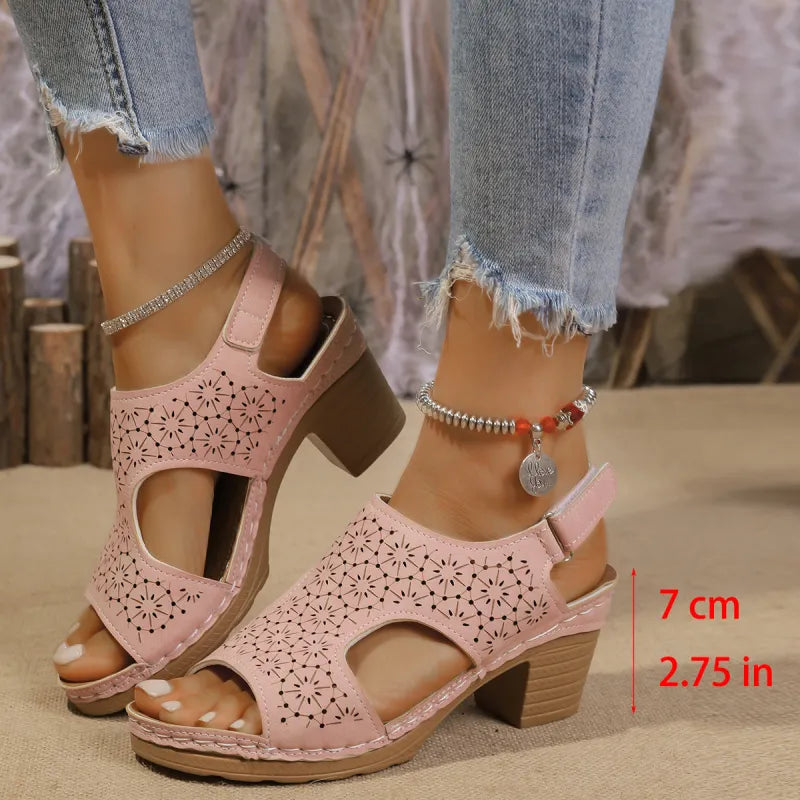 High Heel Sandalen für Damen ⎜ Komfortable Peeptoe-Schuhe mit dickem Absatz und modischem Design