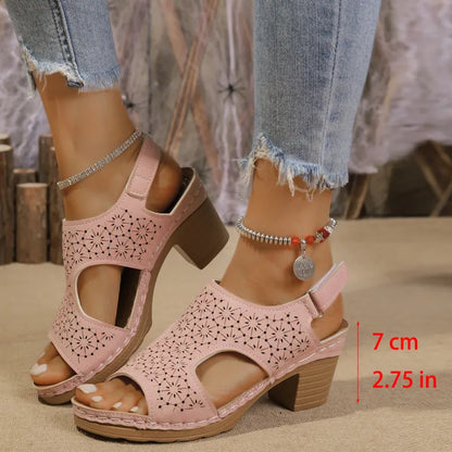 High Heel Sandalen für Damen ⎜ Komfortable Peeptoe-Schuhe mit dickem Absatz und modischem Design