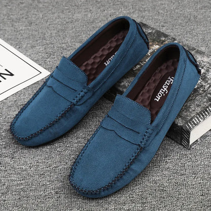 Handgenähte Herren Mokassins ⎜ Bequeme Schuhe aus Samt-Leder für Alltag und Freizeit