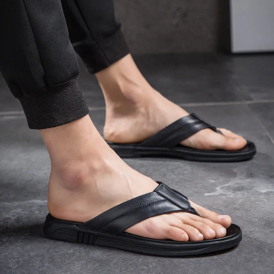 Herren Flip-Flops für den Sommer ⎜ Bequeme Leder-Sandalen für Strand und Freizeit