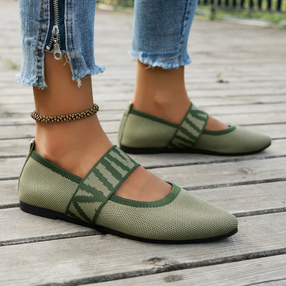 Flache Ballerinas für Damen ⎜ Bequeme Schuhe mit Streifenmuster und spitzem Zehenbereich für Sommer und Stil