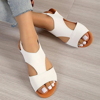 Damen Flache Sandalen ⎜ Bequeme Schuhe mit Riemen und offenem Zehenbereich für den Casual-Look
